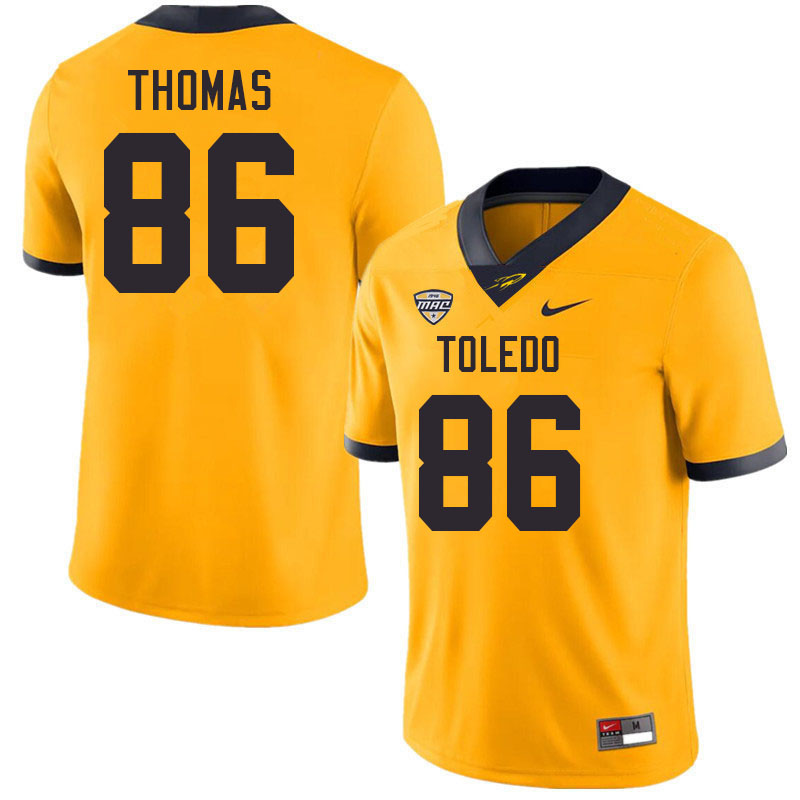Toledo Rockets #86 Donivon Thomas College Football Jerseys Stitched Sale-Gold
